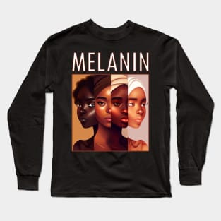 Afrocentric Melanin Shades Black Women Long Sleeve T-Shirt